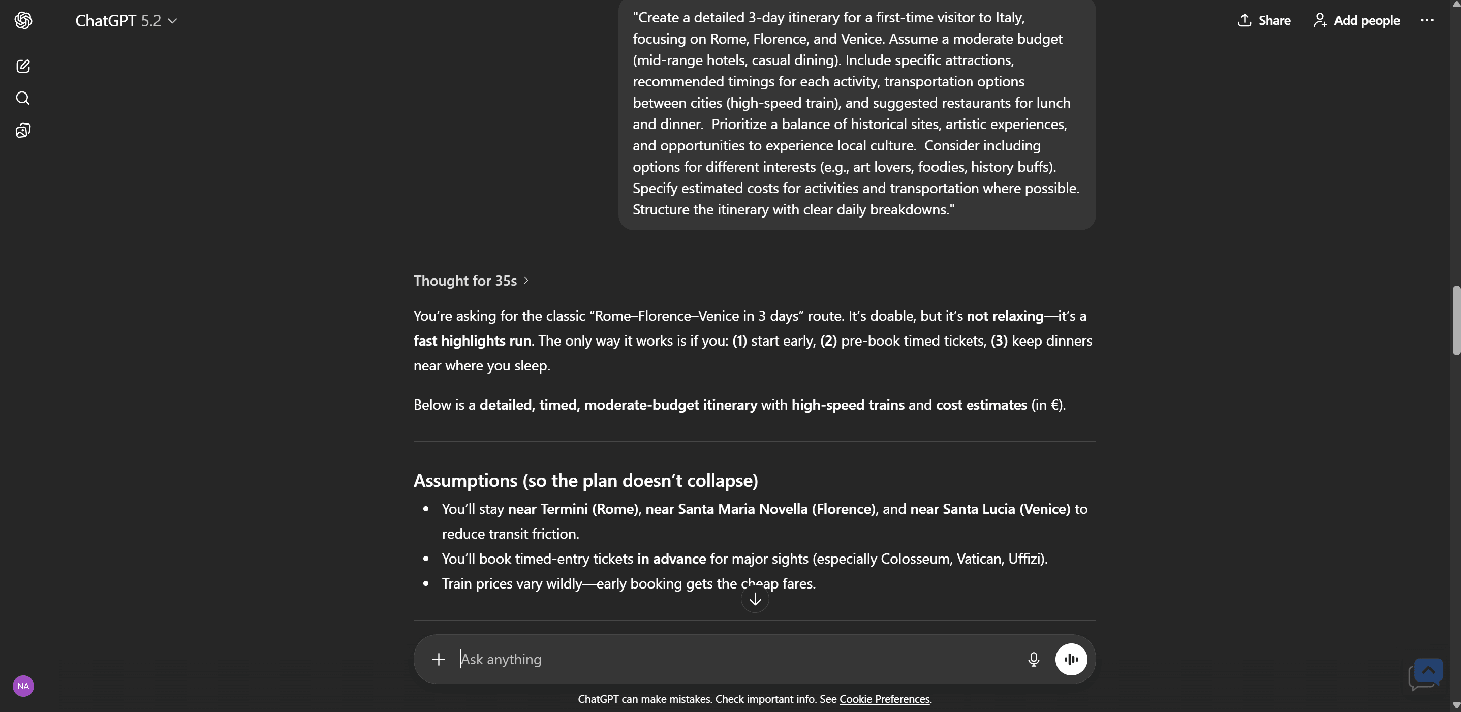 Prompt Enhancer in action on ChatGPT